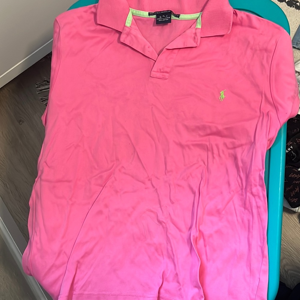 Bright pink polo